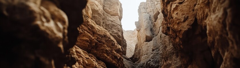 A Narrow Canyon Reveals Sunlight Through Rock Formations