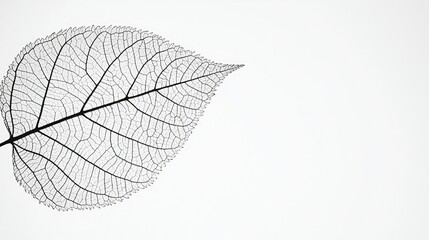A delicate leaf skeleton against a minimalist background, showcasing intricate details.
