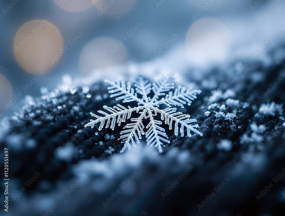 Aufkleber close-up of a snowflake on a cold surface