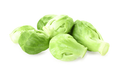 Fresh green Brussels sprouts isolated on white