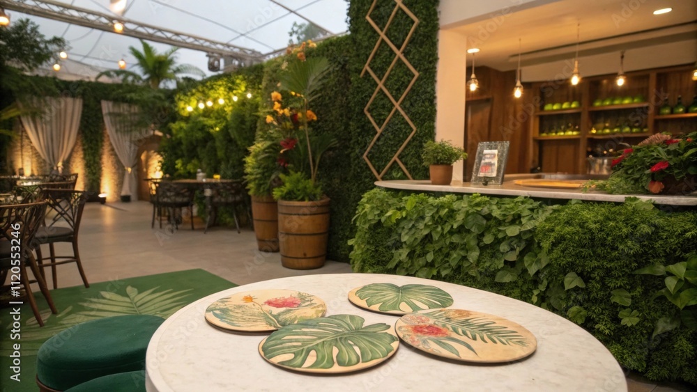 Aufkleber decorative accents like lush greenery and artistic coasters add a personal touch enriching the overa