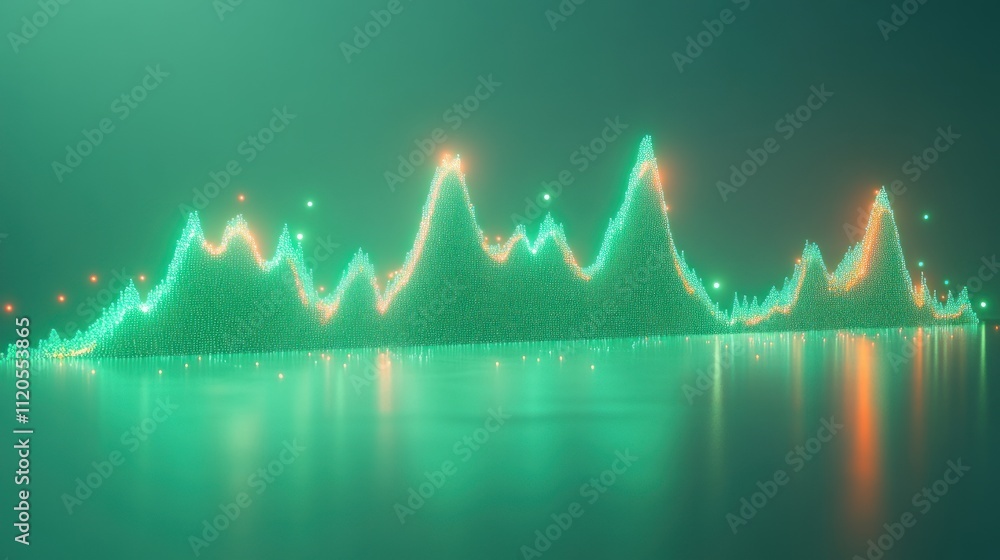 Poster abstract green data visualization showing a rising trend