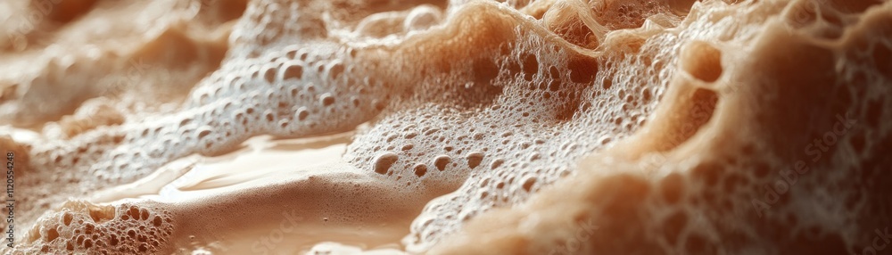 Poster Close up image of frothy beer foam texture
