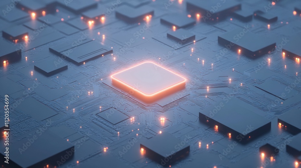 Poster illuminated central processor unit on circuit board