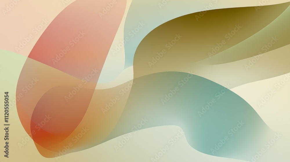 Poster abstract flowing shapes in soft pastel colors creating a smooth and serene background, ideal for mod