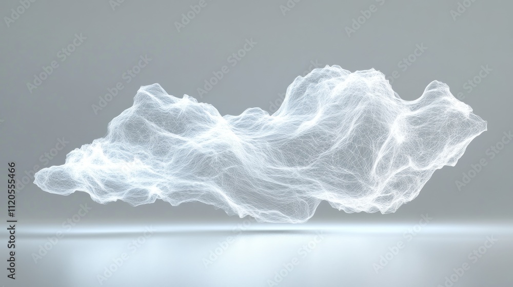 Aufkleber Abstract White Mesh Forms a Cloudlike Shape