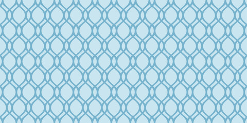 Seamless Teal Blue Geometric Pattern Design: Elegant Interlocking Curves for Textile or Wallpaper