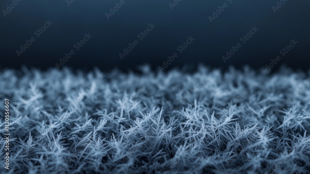 Poster snowflakes gently cascade against a navy blue backdrop, showcasing their fine details and intricate 