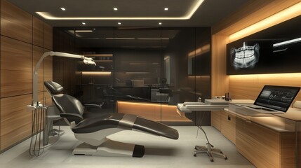 Fototapeta premium Modern dental office with advanced equipment and digital x-rays
