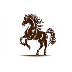 Obraz premium Majestic galloping horse silhouette on white background