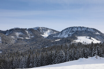 Snow landscape located in Pléiades, near Vevey, Switzerland