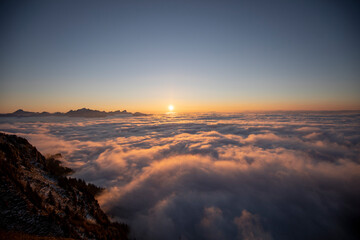 sea ​​of ​​clouds above Rochers-de-Naye, Switzerland