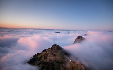 sea ​​of ​​clouds above Rochers-de-Naye, Switzerland