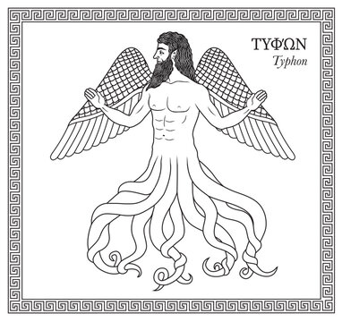 Vector illustration of a Greek mythological monster Typhon