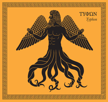 Vector illustration of a Greek mythological monster Typhon