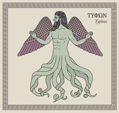 Vector illustration of a Greek mythological monster Typhon
