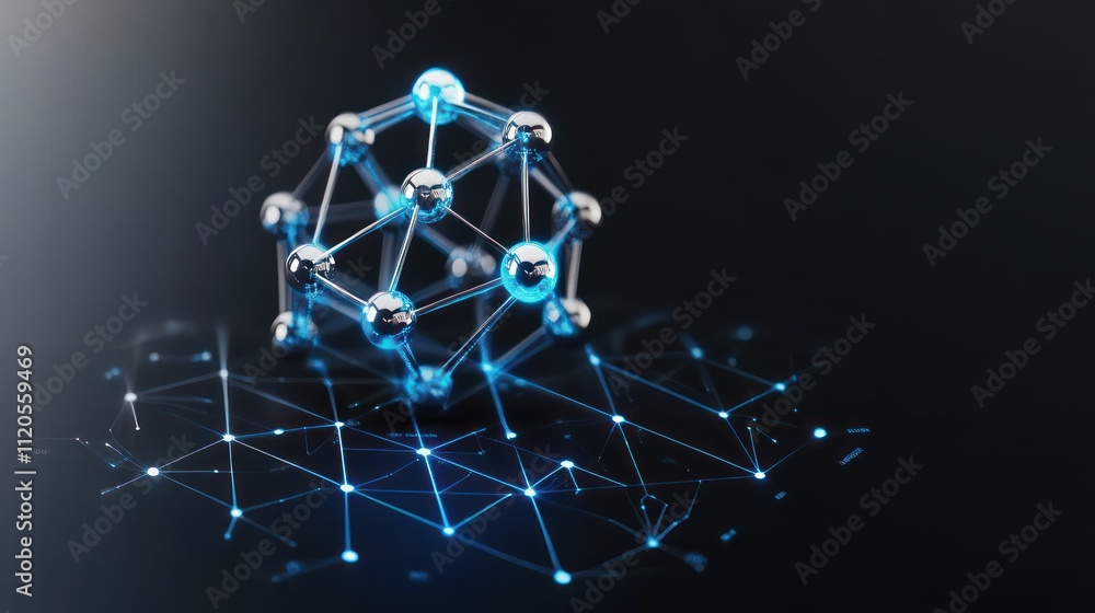 Poster abstract representation of molecular structure and connections.