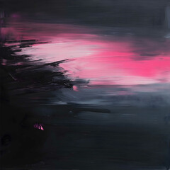 an moody abstract painting using large horizontal brush strokes tones of pink and dark grey high resolution dark tones