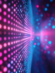 Animated light shinning pink and blue dots and stars shapes. bright shinning colored dots and stars with 3D camera movement. Abstract background with neon and stars and dots effect