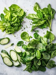 Obraz premium Mix fresh leaves for detox salad.Green salad.Clean eating