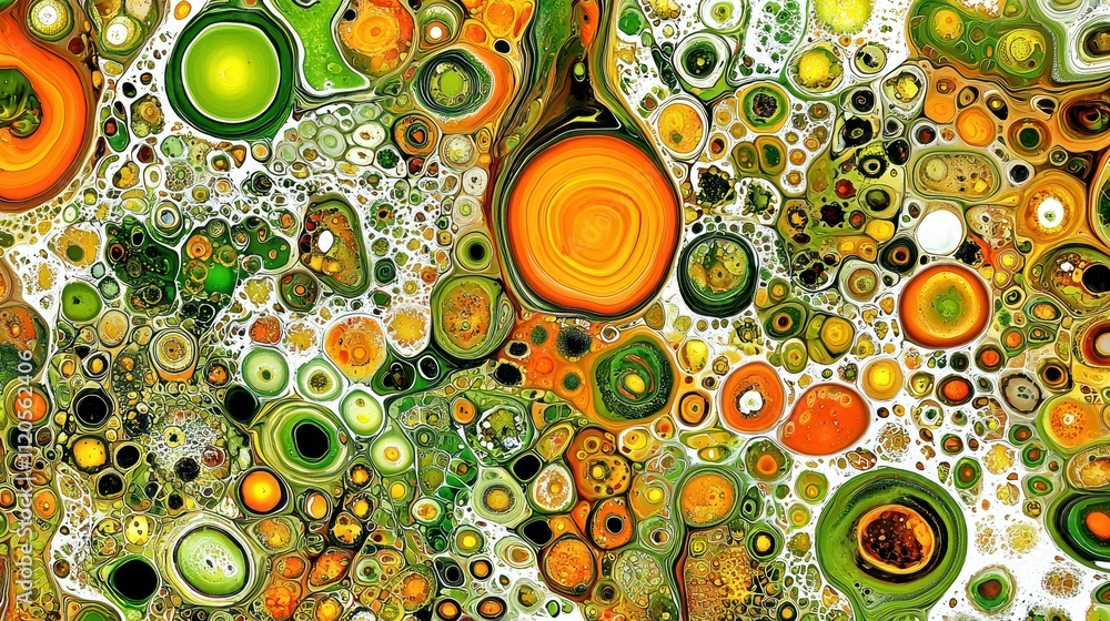 Aufkleber abstract colorful pattern with circular shapes and textures.