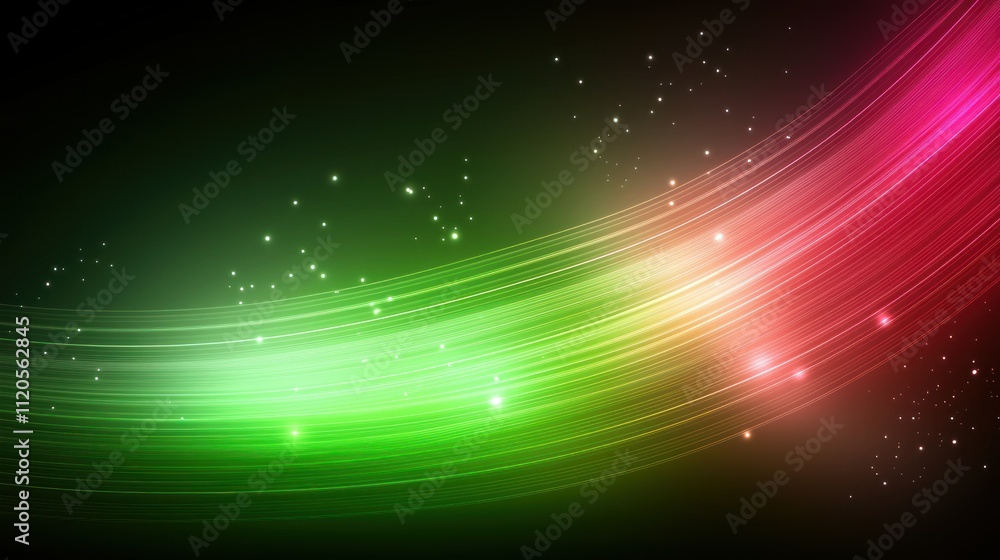 Poster abstract colorful wave design with glowing elements.