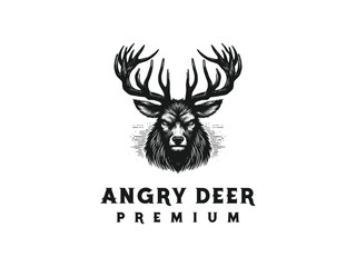 Title: angry deer illustration premium 