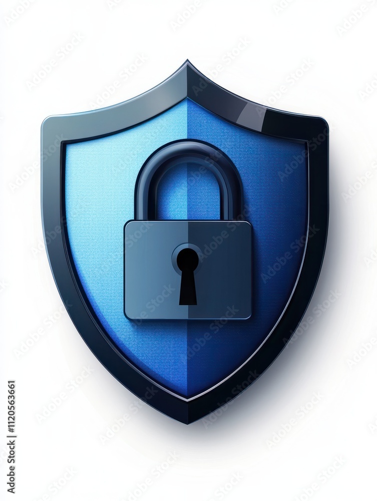 Poster shield and lock icon. element of cybersecurity icon for mobile concept and web apps. glyph style shi