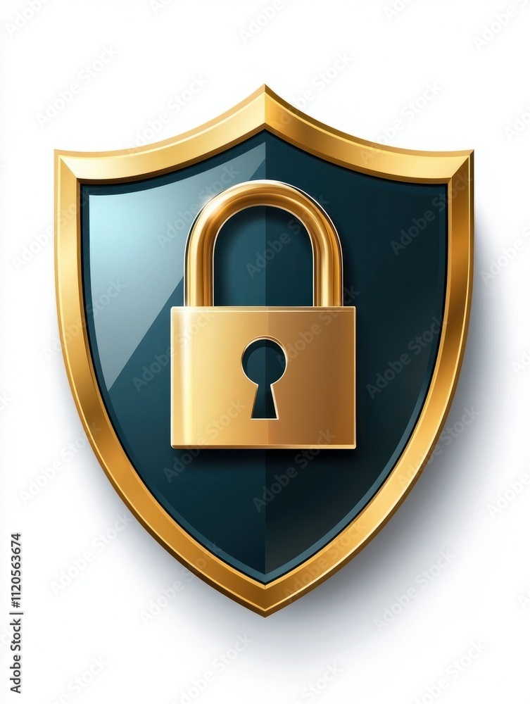 Poster shield and lock icon. element of cybersecurity icon for mobile concept and web apps. glyph style shi