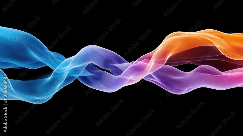 Aufkleber colorful abstract waves blending in a dynamic flow.