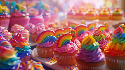 Rainbow-Themed Baking Contest: Bakers competing with pride-inspired rainbow treats, celebrating creativity and LGBTQ+ unity.
