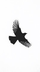 Obraz premium Minimalist Stencil Art of a Bird in Flight with Delicate Wings