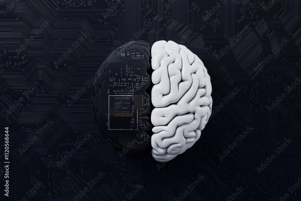 Aufkleber a computer chip is shown in the middle of a brain