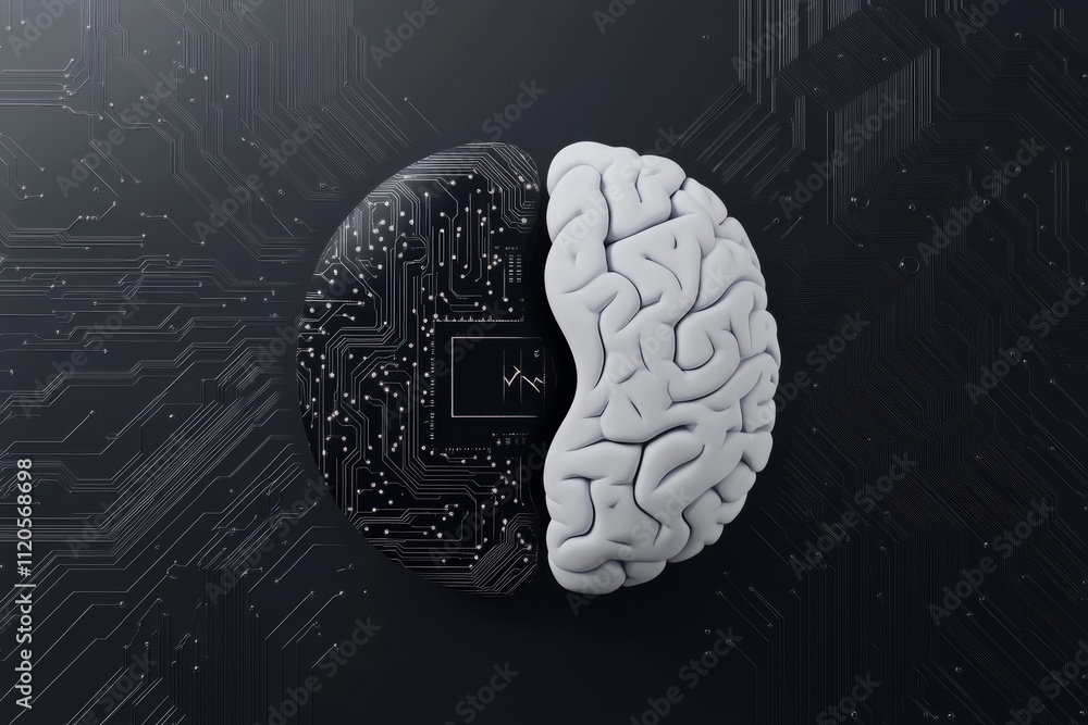 Aufkleber a computer chip is shown with a brain on top of it