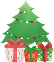 christmas tree with gift boxes