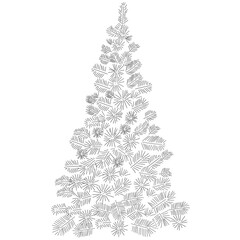 Christmas tree vector illustration line art