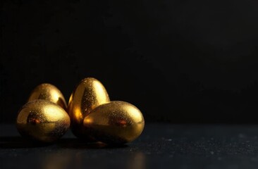 abstract golden easter eggs on black background