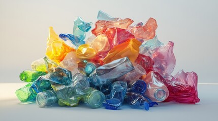 Crushed plastic bottles heap