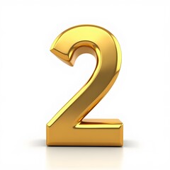 Golden Number Two - 3D Gold Number