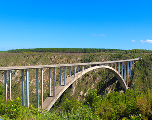 Bloukrans bunjee jumping bridge located near Nature's Valley and Knysna in Garden route in western cape Africa