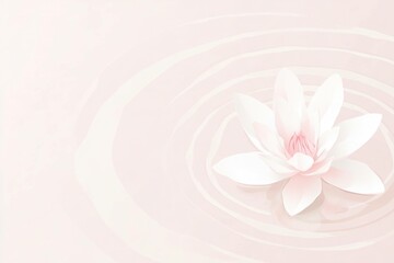 Serenity of a delicate white lotus flower floating on tranquil water, symbolizing purity and peace. Natural beauty captured in soft pastel tones.