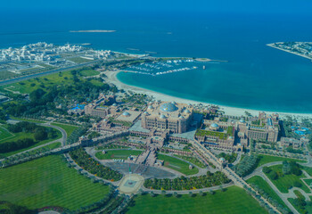 Abu Dhabi aerial drone cityscape view UAE