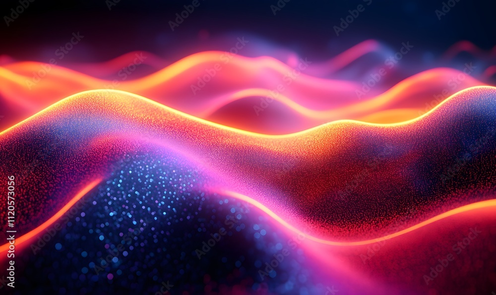 Poster abstract neon wavy lines dynamically shifting and blending into each other