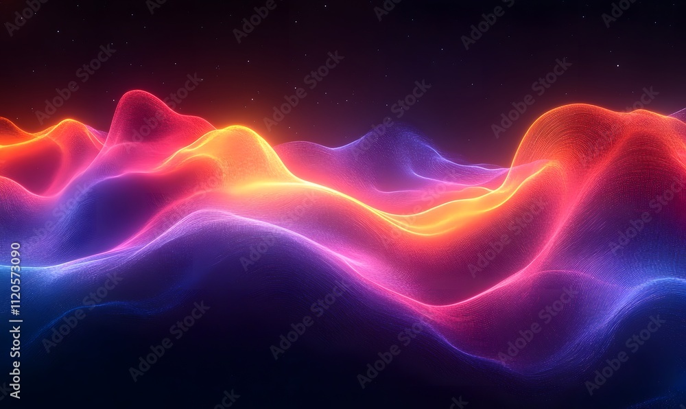Poster abstract neon wavy lines dynamically shifting and blending into each other