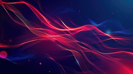 Obraz premium Abstract Red and Blue Digital Waves