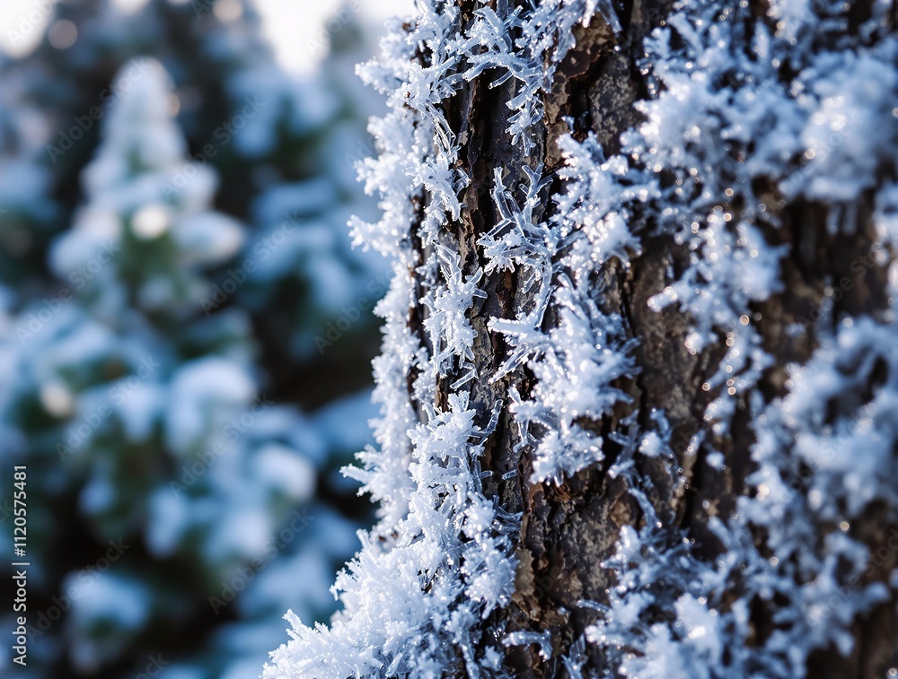 Poster frost-covered tree branch in winter