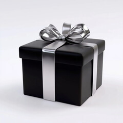 Elegant Black Gift Box with Silver Ribbon