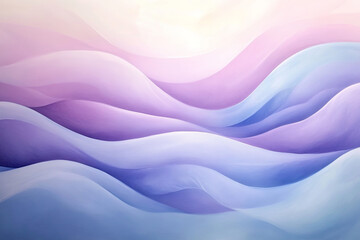 Obraz premium A wavy abstract background with soft, flowing curves in pastel shades of lilac, sky blue, and pale pink. AI generated.