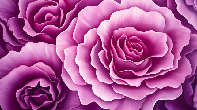 Vivid pink rose blooms: close-up petal patterns in full bloom