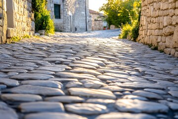 Charming cobblestone streets in historic towns, showcasing picturesque architecture and atmosphere